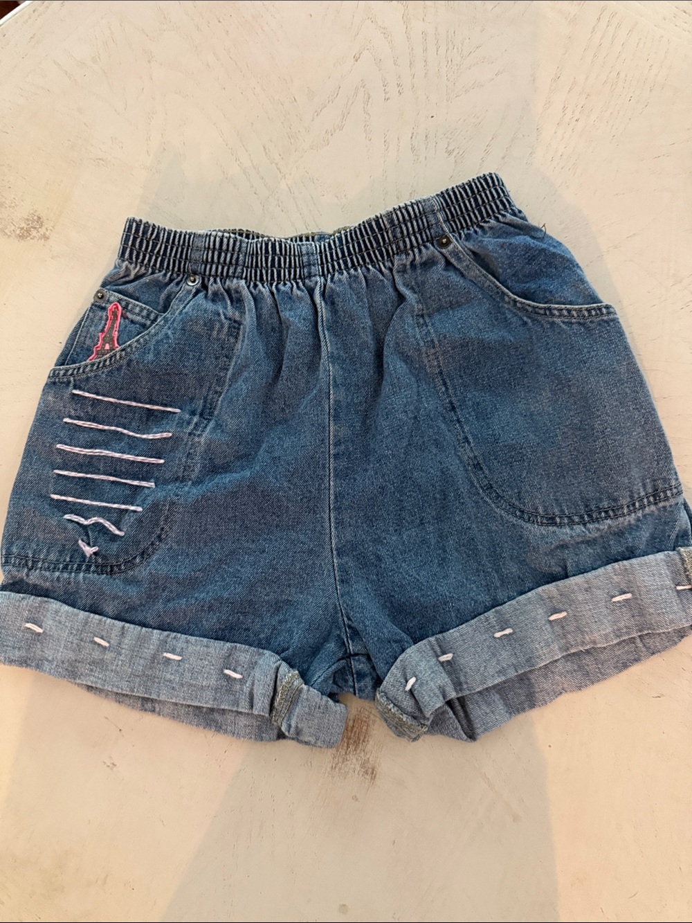 Cabin Creek vintage 90’s high waisted denim embroidered mom shorts size 6 petite